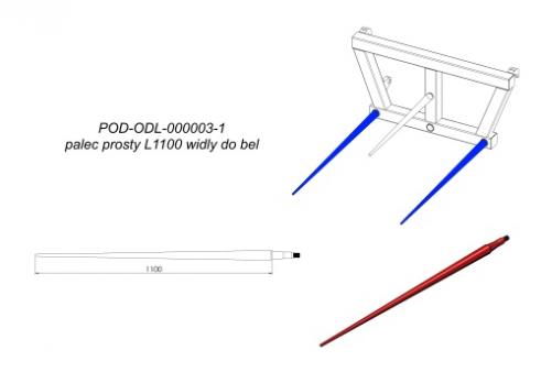 Палец прямой L1100 вилы для рулонов POD-ODL-000003-1